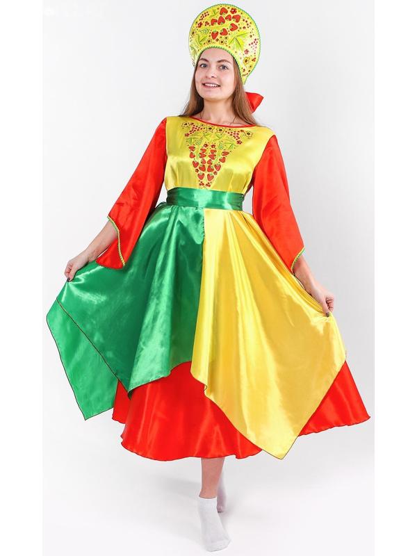 Карнавальный костюм «Лето», платье, кокошник, р. 50-52