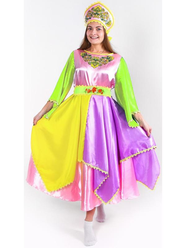 Карнавальный костюм «Весна», платье, кокошник, р. 50-52