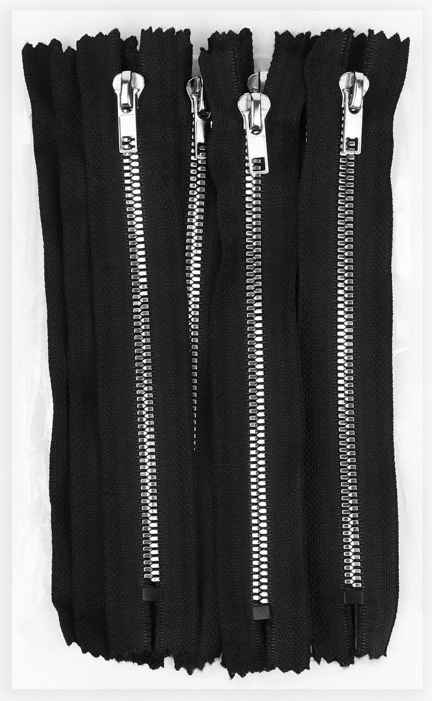 Молния «Трактор», №5, неразъёмная, декоративное звено «Акулий зуб», 18 см, цвет чёрный/серебряный