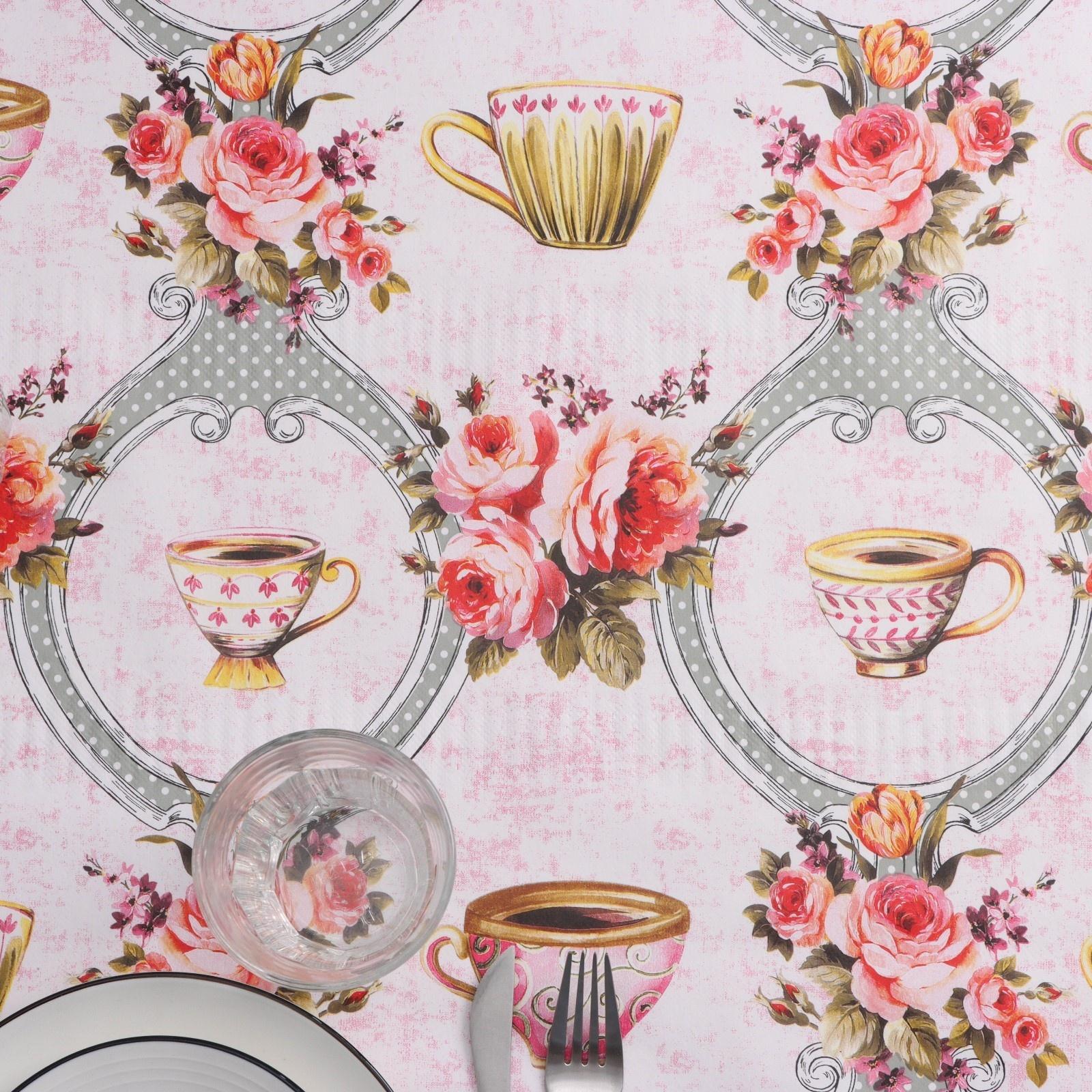 Клеёнка столовая на нетканой основе Доляна «Чаепитие», ширина 137 см, рулон 20 м