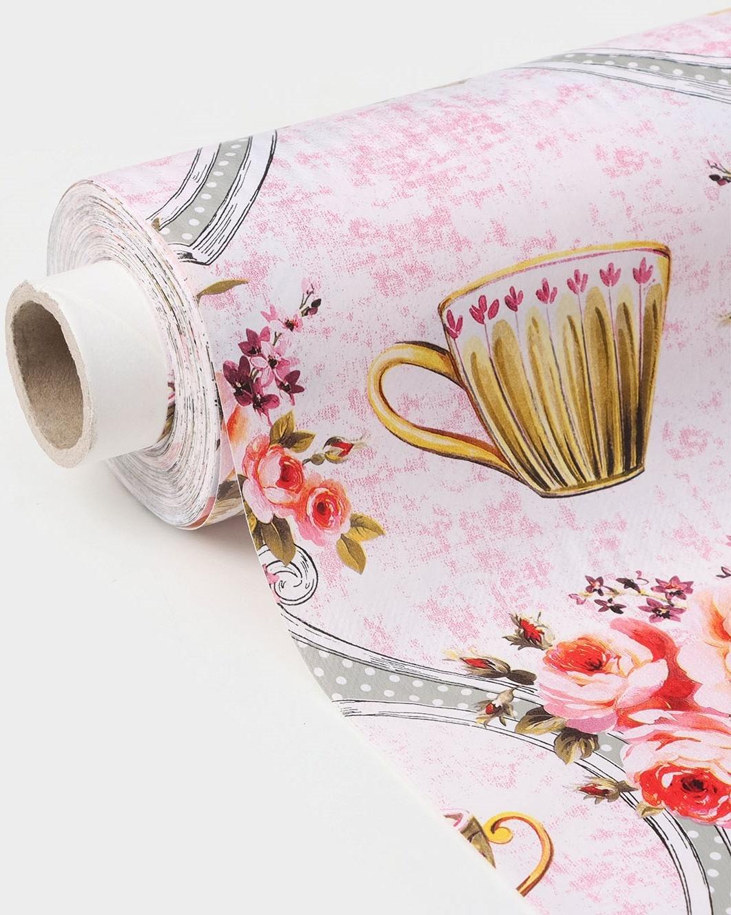 Клеёнка столовая на нетканой основе Доляна «Чаепитие», ширина 137 см, рулон 20 м