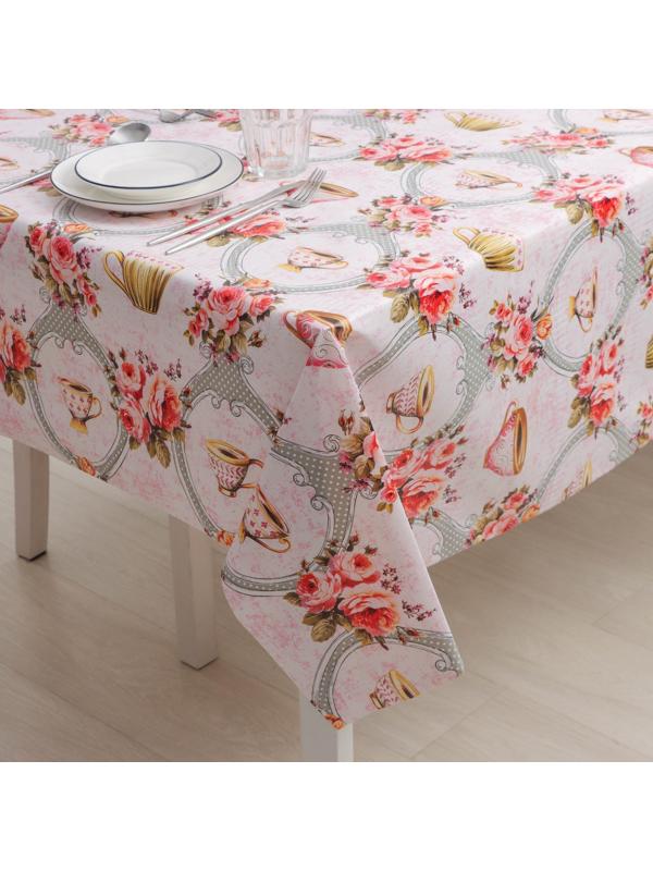 Клеёнка столовая на нетканой основе Доляна «Чаепитие», ширина 137 см, рулон 20 м