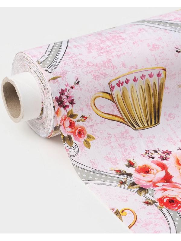 Клеёнка столовая на нетканой основе Доляна «Чаепитие», ширина 137 см, рулон 20 м