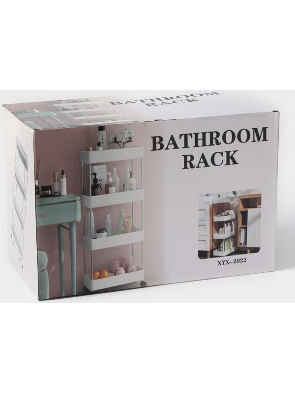 Этажерка напольная, 4-х секционная, на колёсиках, 40×21,7×90 см, цвет белый