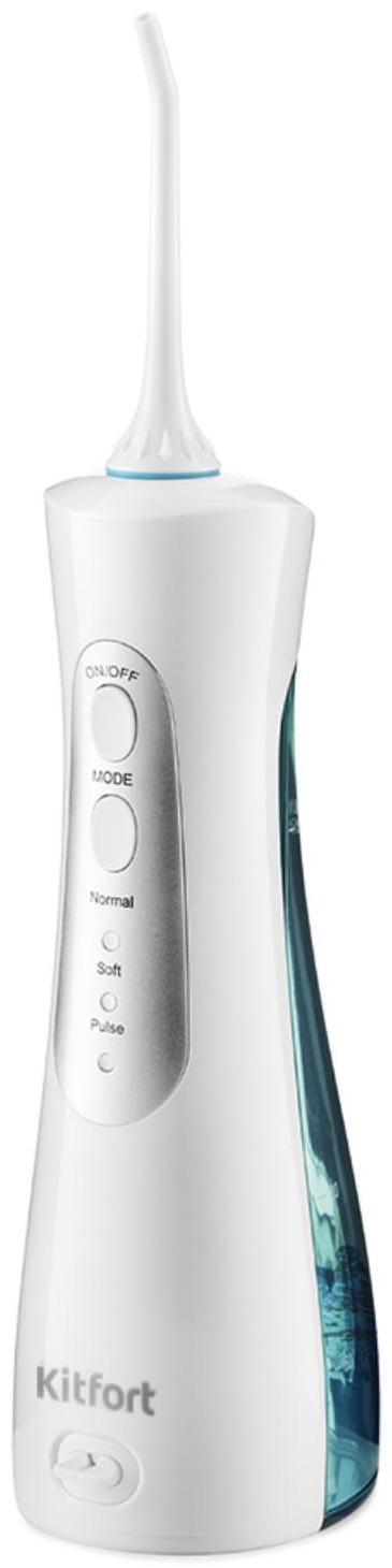 Ирригатор Kitfort КТ-2901, портативный, 5 Вт, 150 мл, 3 режима, 2 насадки, от АКБ, белый