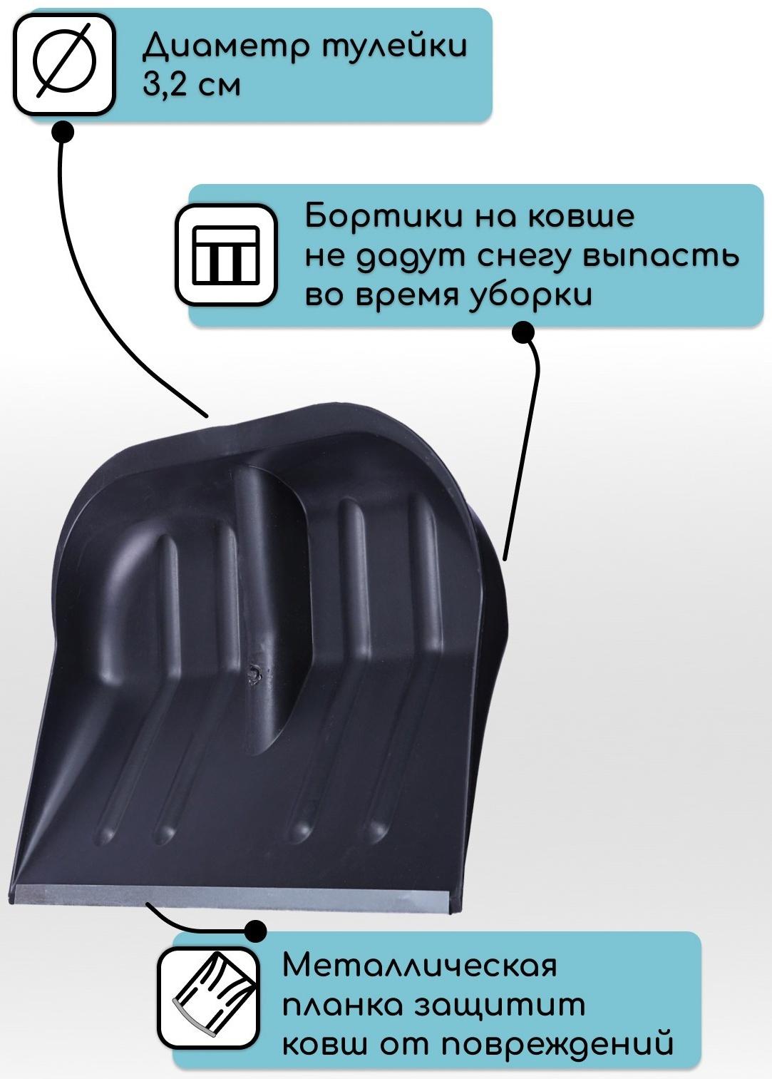 Ковш лопаты пластиковый, 360 × 410 мм, с оцинкованной планкой, тулейка 32 мм