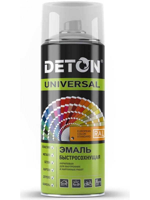 Эмаль акриловая DETON UNIVERSAL транспортный красный RAL 3020 быстросохнущая аэрозоль 520мл   551243