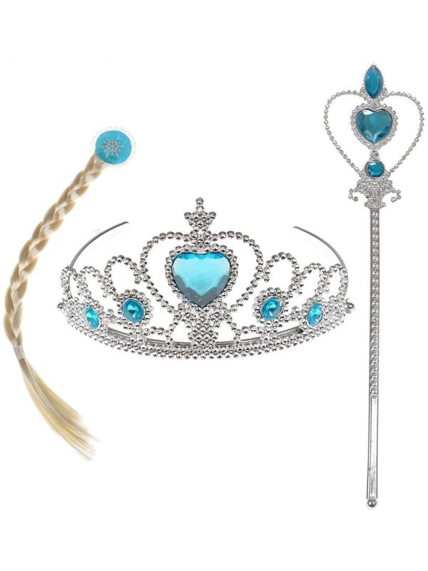 Набор холодное сердце, белая коса, жезл, корона