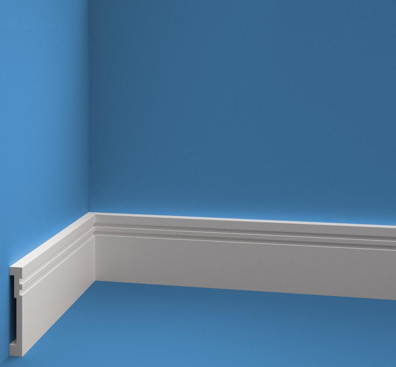 Плинтус пластиковый ударопрочный белый 80х12х2000мм