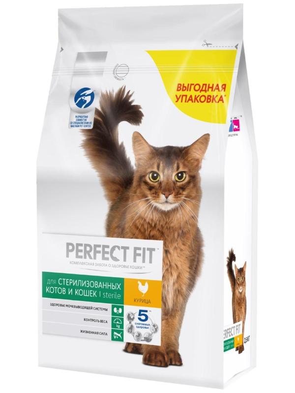 Сухой корм Perfect Fit для стерилизованных кошек, курица, 2,5 кг