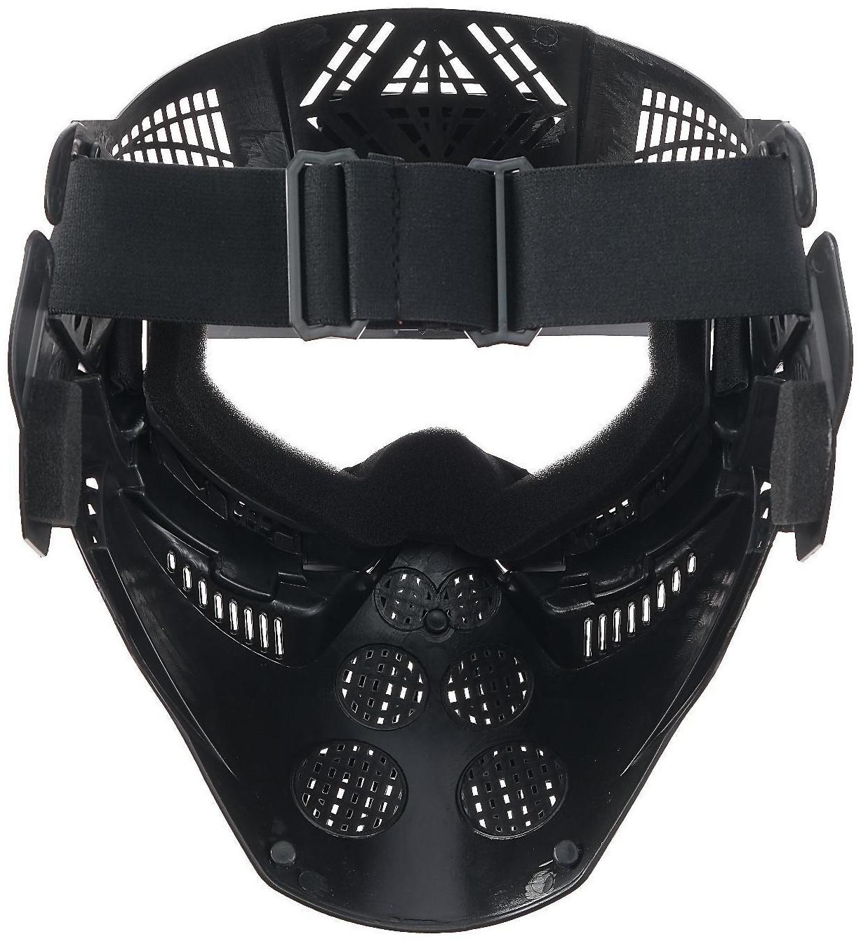 Очки-маска для езды на мототехнике, разборные, визор прозрачный, козырек, цвет черный