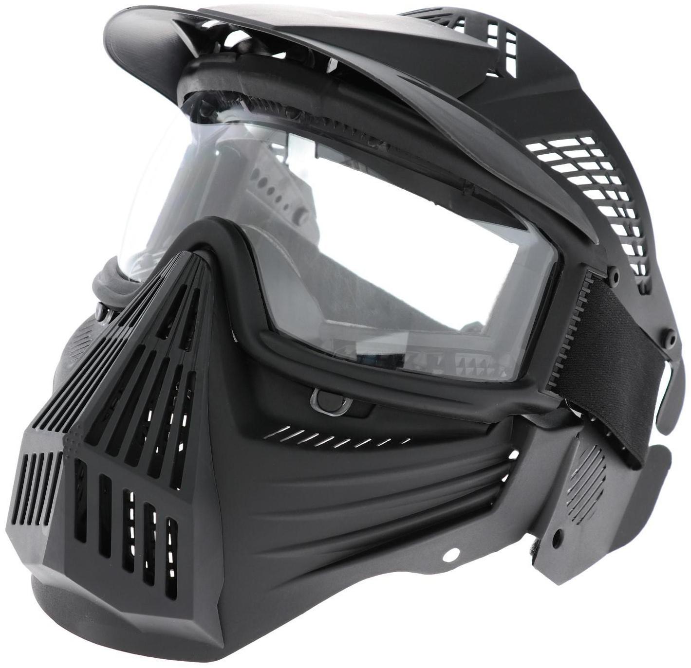 Очки-маска для езды на мототехнике, разборные, визор прозрачный, козырек, цвет черный