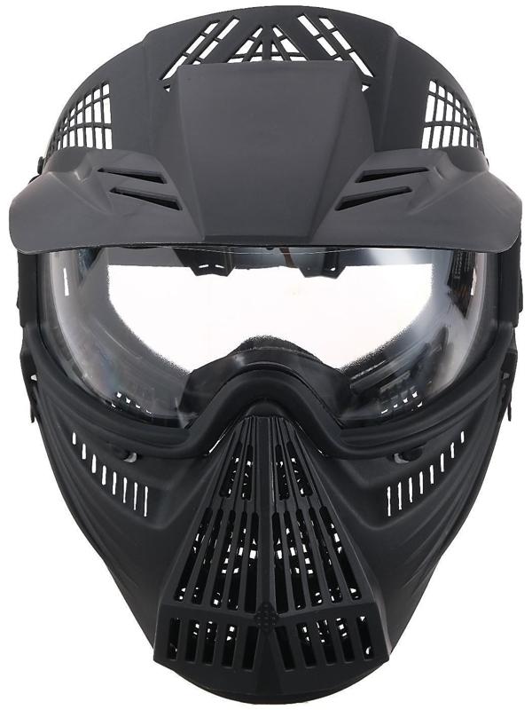 Очки-маска для езды на мототехнике, разборные, визор прозрачный, козырек, цвет черный