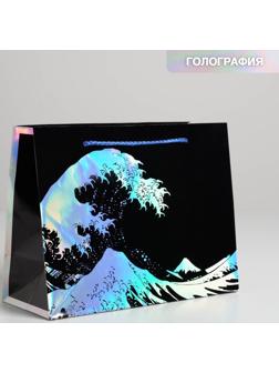 Пакет подарочный голографический The sea, 27 × 23 × 11,5 см
