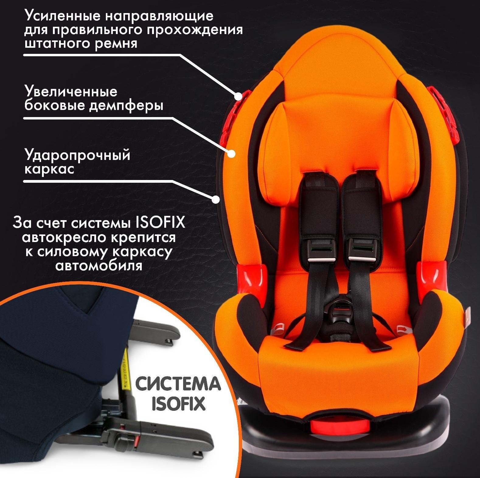 Автокресло Крошка Я Round Isofix гр. I/II, Orange Black
