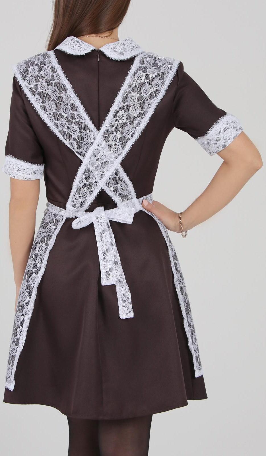 Школьный фартук, гипюр розочки, р. 42-50, цвет белый + набор шаров 5 шт.