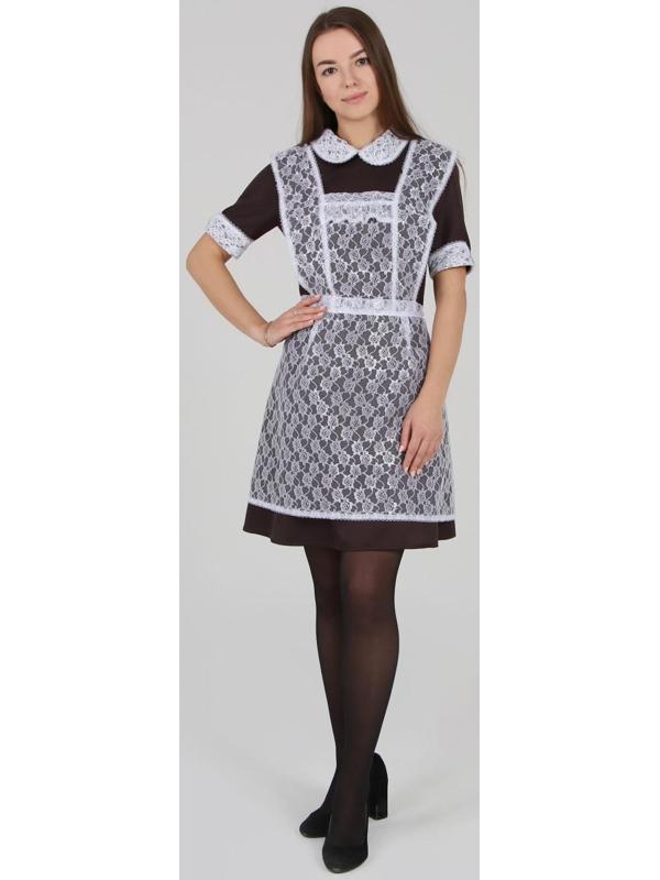 Школьный фартук, гипюр розочки, р. 42-50, цвет белый + набор шаров 5 шт.