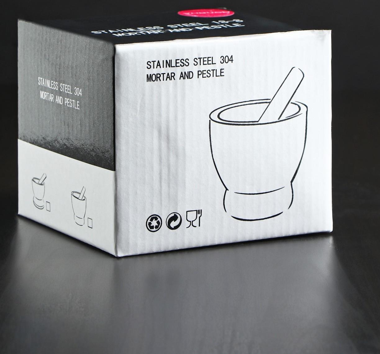 Ступка с толкушкой Доляна Steel, 10 см, нержавеющая сталь