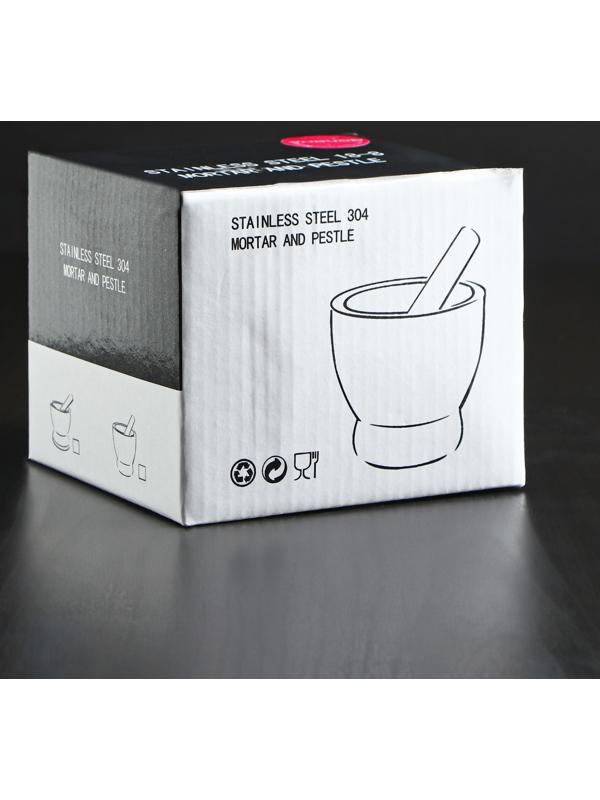 Ступка с толкушкой Доляна Steel, 10 см, нержавеющая сталь