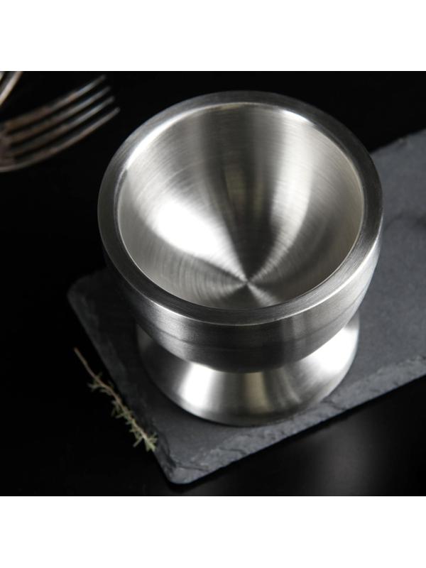 Ступка с толкушкой Доляна Steel, 10 см, нержавеющая сталь