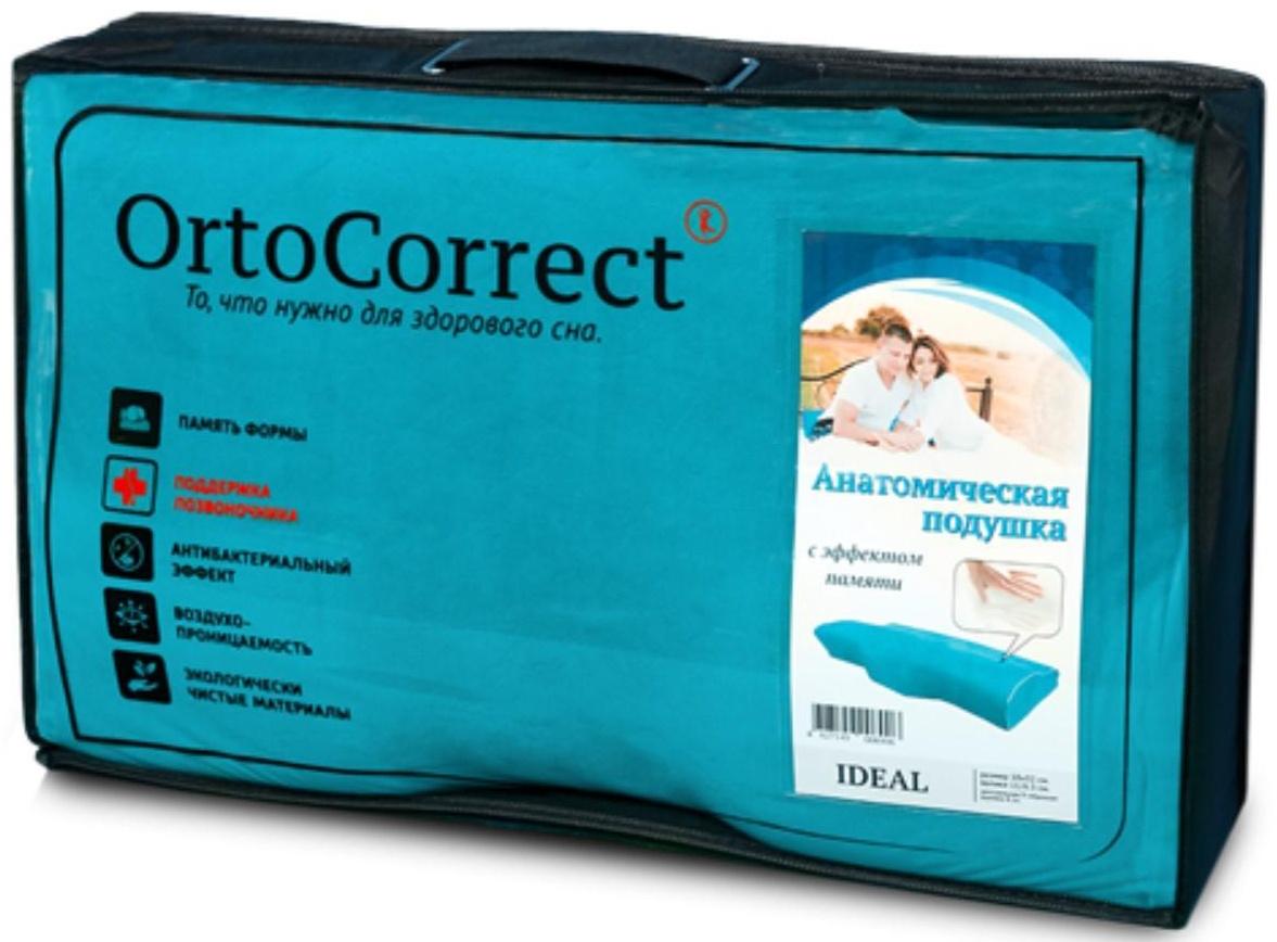 Ортопедическая подушка с эффектом памяти OrtoCorrect IDEAL с центральной П-образной выемкой 58х32