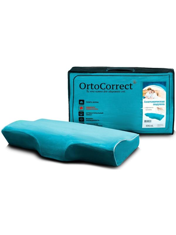 Ортопедическая подушка с эффектом памяти OrtoCorrect IDEAL с центральной П-образной выемкой 58х32