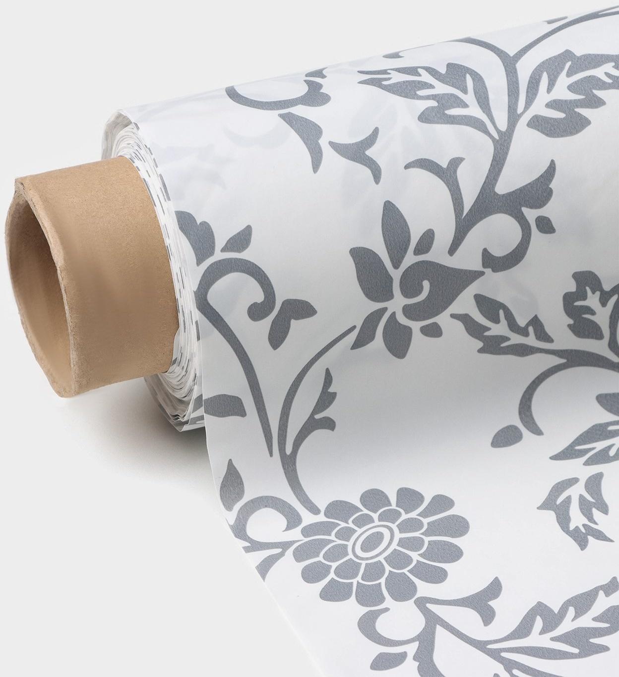 Клеёнка на стол на нетканой основе Доляна «Цветы», ширина 140 см, рулон 20 м, цвет серый