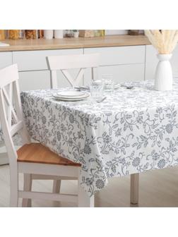Клеёнка на стол на нетканой основе Доляна «Цветы», ширина 140 см, рулон 20 м, цвет серый