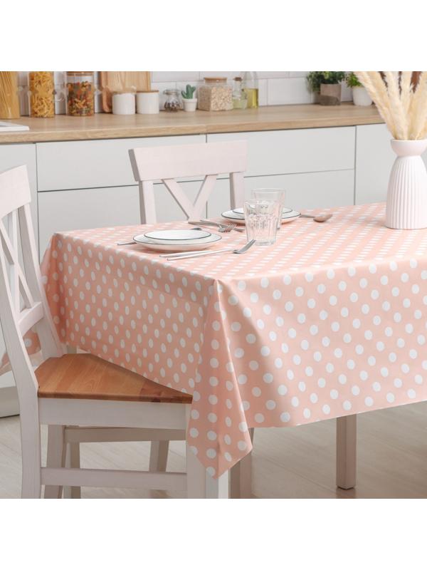 Клеёнка на стол на нетканой основе Доляна «Горошек», ширина 140 см, рулон 20 м