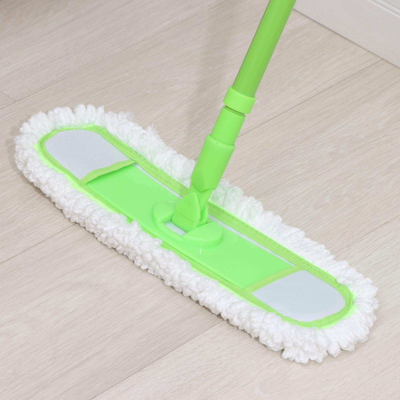 Швабра для мытья пола плоская Доляна, насадка из микрофибры 38×8 см, гибкие края, телескопическая ручка 77-128 см