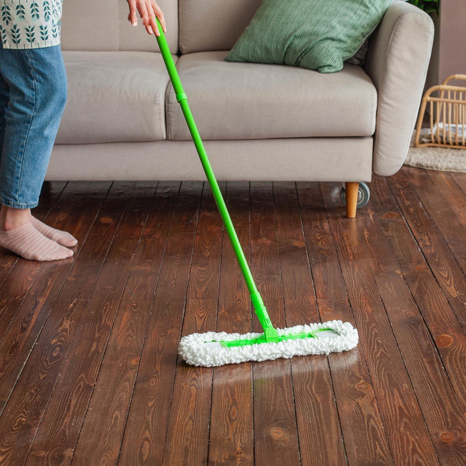 Швабра для мытья пола плоская Доляна, насадка из микрофибры 38×8 см, гибкие края, телескопическая ручка 77-128 см
