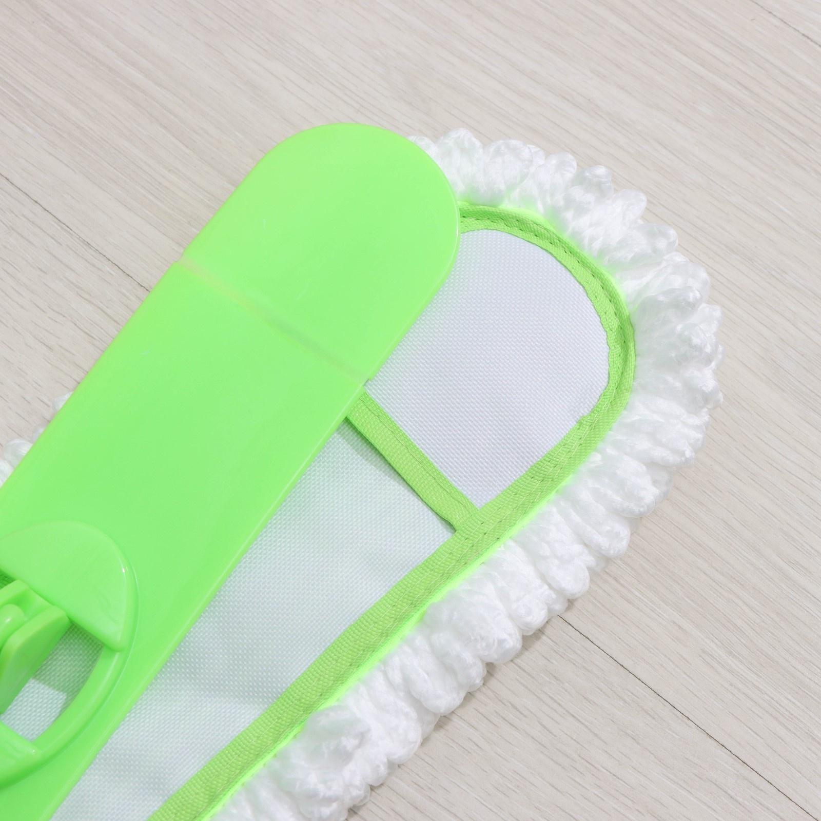 Швабра для мытья пола плоская Доляна, насадка из микрофибры 38×8 см, гибкие края, телескопическая ручка 77-128 см