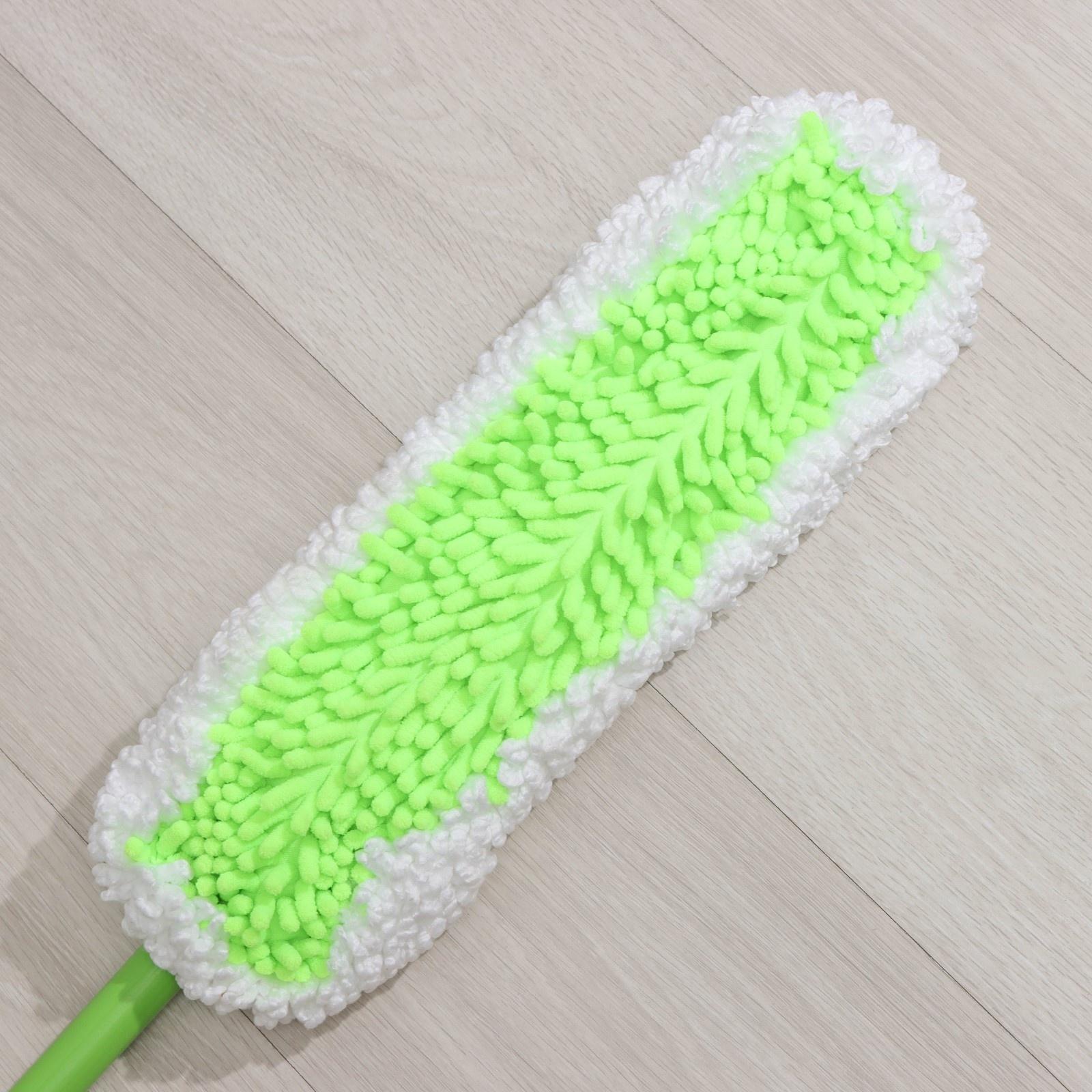 Швабра для мытья пола плоская Доляна, насадка из микрофибры 38×8 см, гибкие края, телескопическая ручка 77-128 см