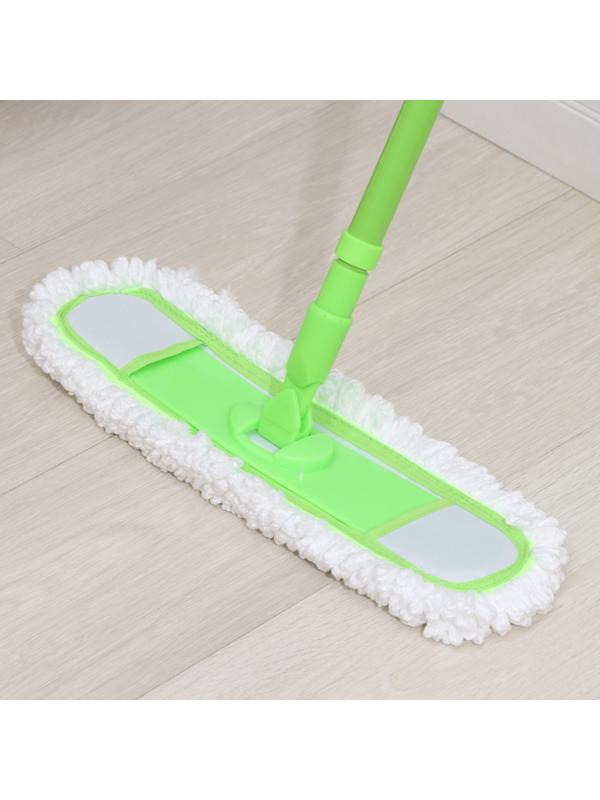 Швабра для мытья пола плоская Доляна, насадка из микрофибры 38×8 см, гибкие края, телескопическая ручка 77-128 см