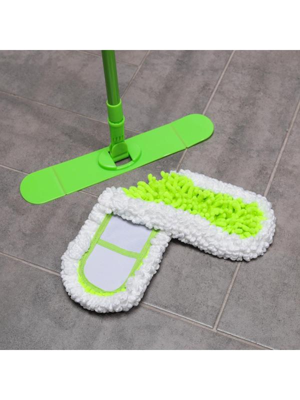 Швабра для мытья пола плоская Доляна, насадка из микрофибры 38×8 см, гибкие края, телескопическая ручка 77-128 см