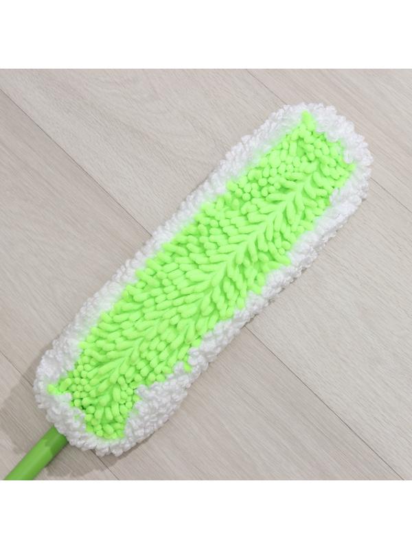 Швабра для мытья пола плоская Доляна, насадка из микрофибры 38×8 см, гибкие края, телескопическая ручка 77-128 см