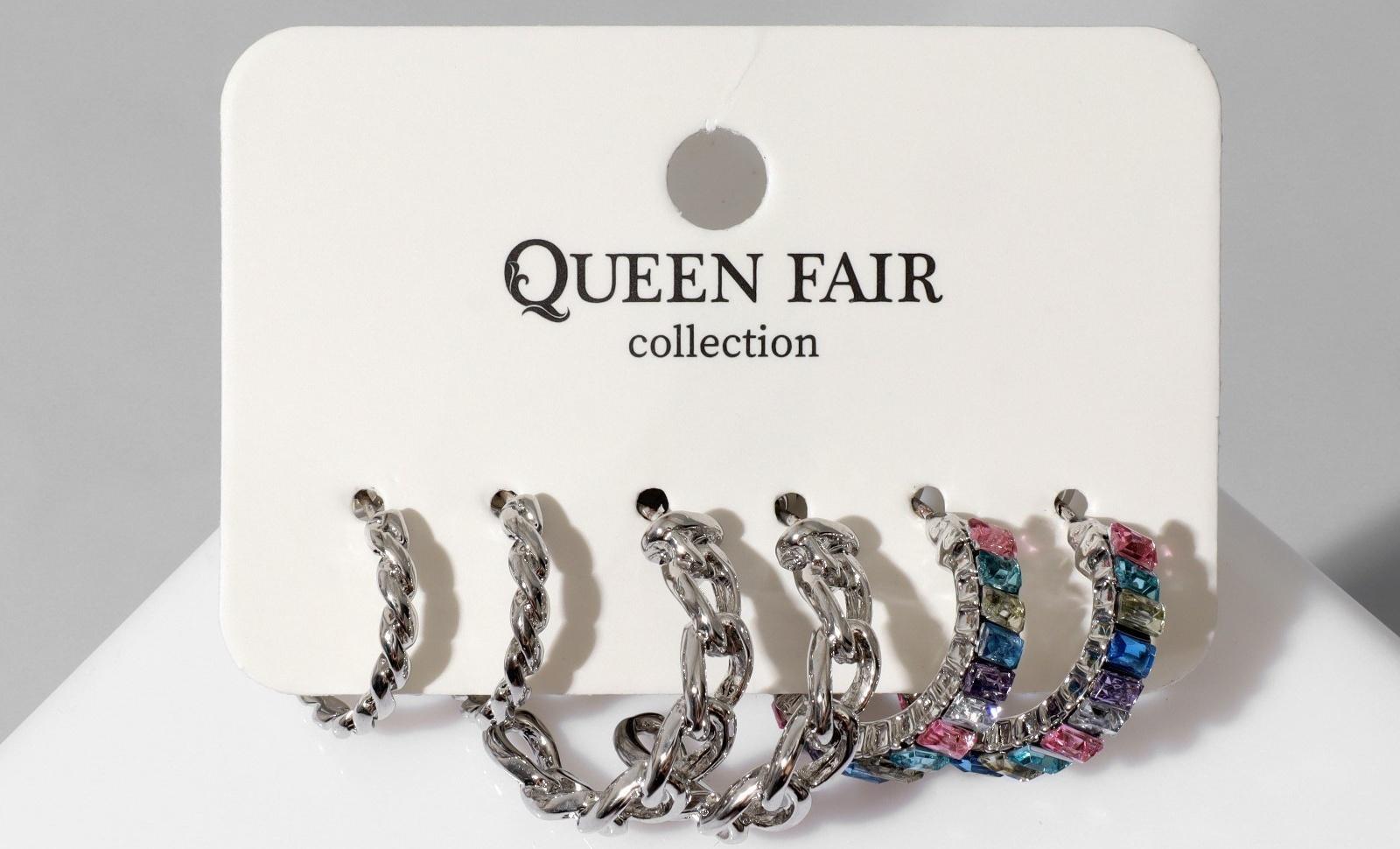 Серьги-кольца набор 3 пары 