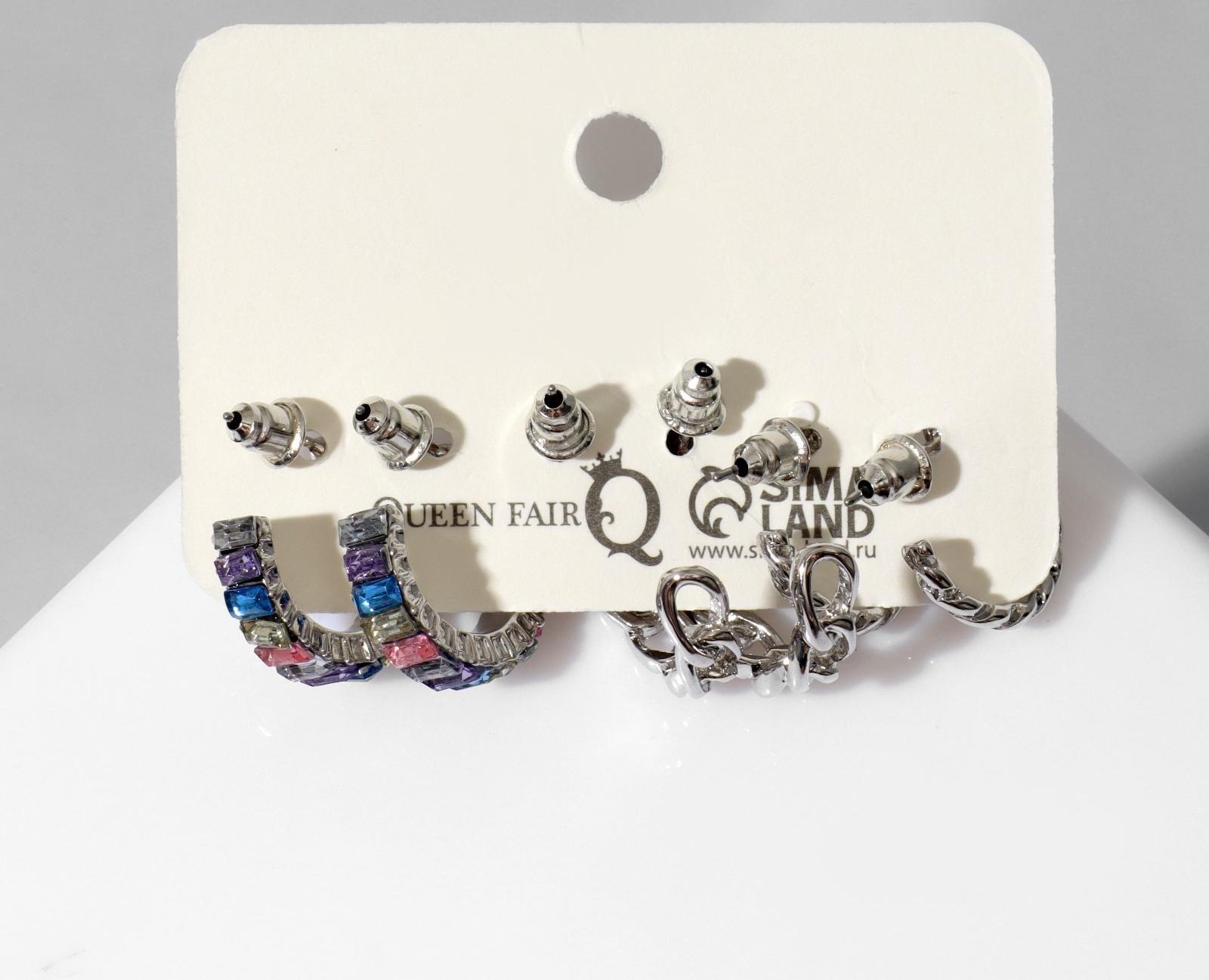 Серьги-кольца набор 3 пары 