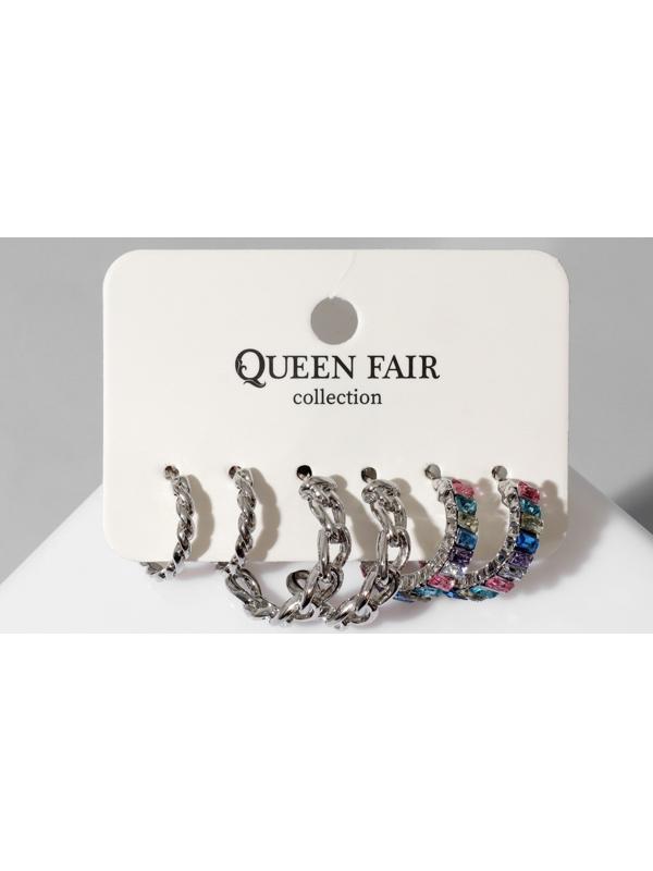 Серьги-кольца набор 3 пары 