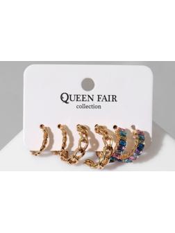 Серьги-кольца набор 3 пары 