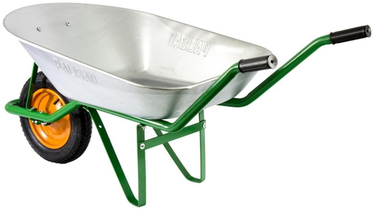 Тачка садовая, одноколёсная: груз/п 160 кг, объём 78 л, зелёные ручки