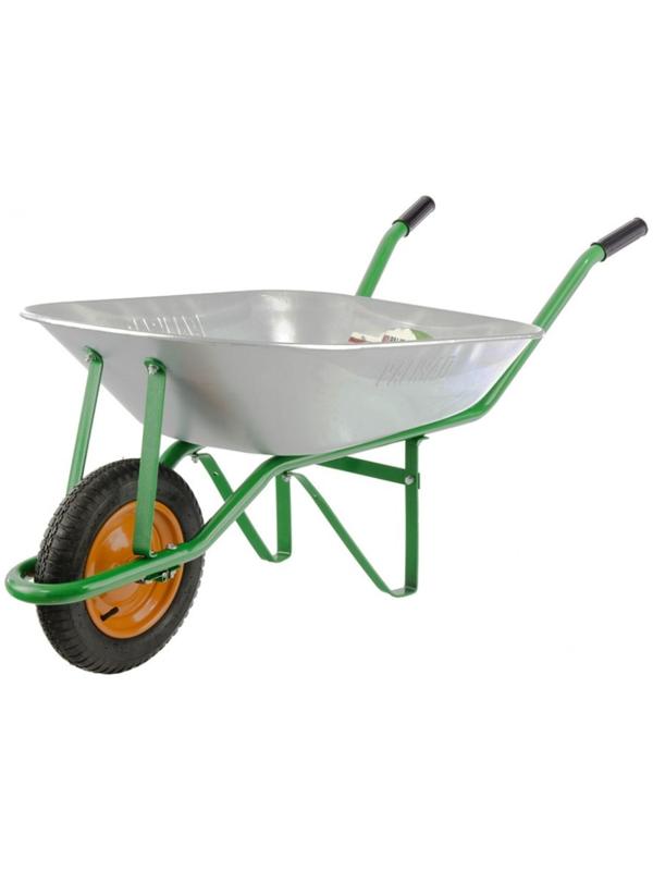 Тачка садовая, одноколёсная: груз/п 160 кг, объём 78 л, зелёные ручки