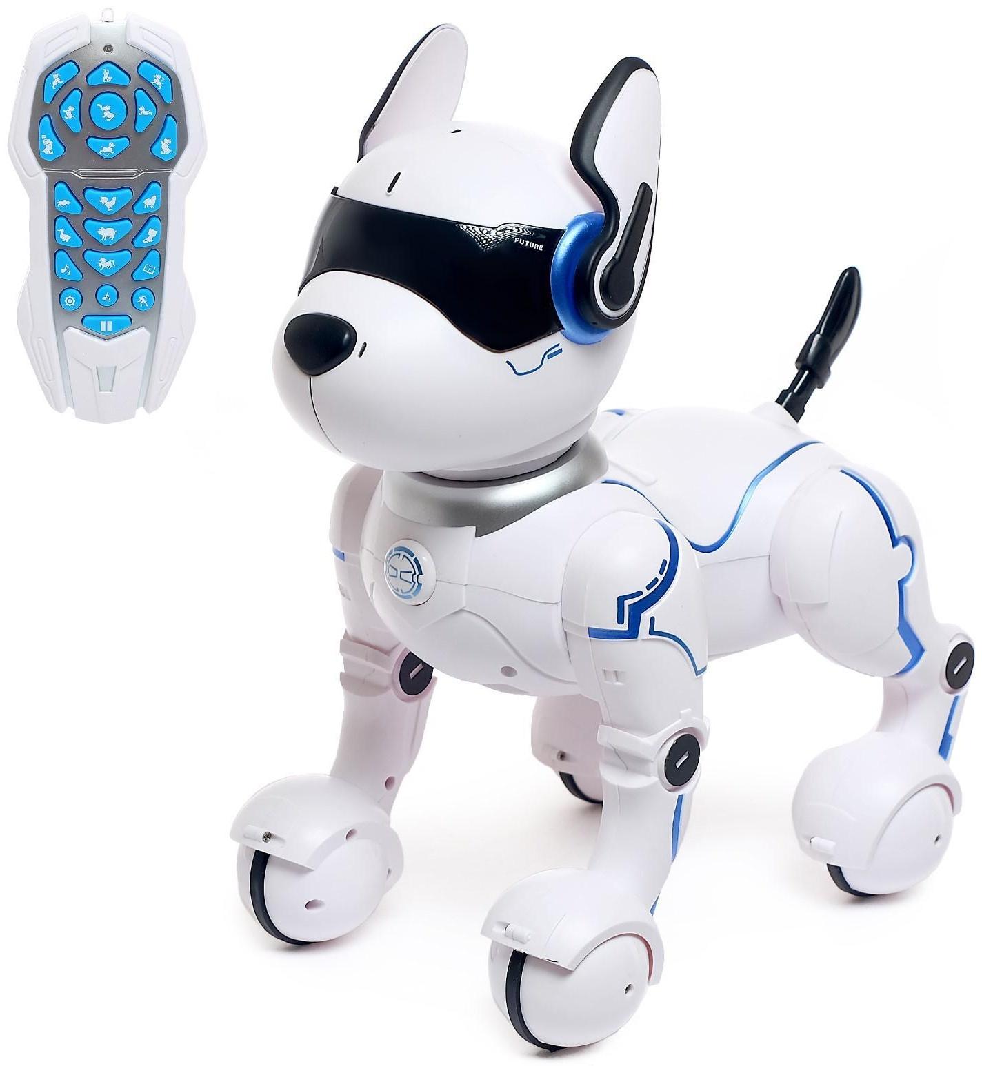 Робот собака «Фьючер» ZHORYA, на пульте управления, интерактивный: звук, свет, танцующий, музыкальный, на аккумуляторе