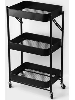 Этажерка напольная 3-х ярусная, 45,5×29,5×77,5 см, на колёсиках, цвет чёрный