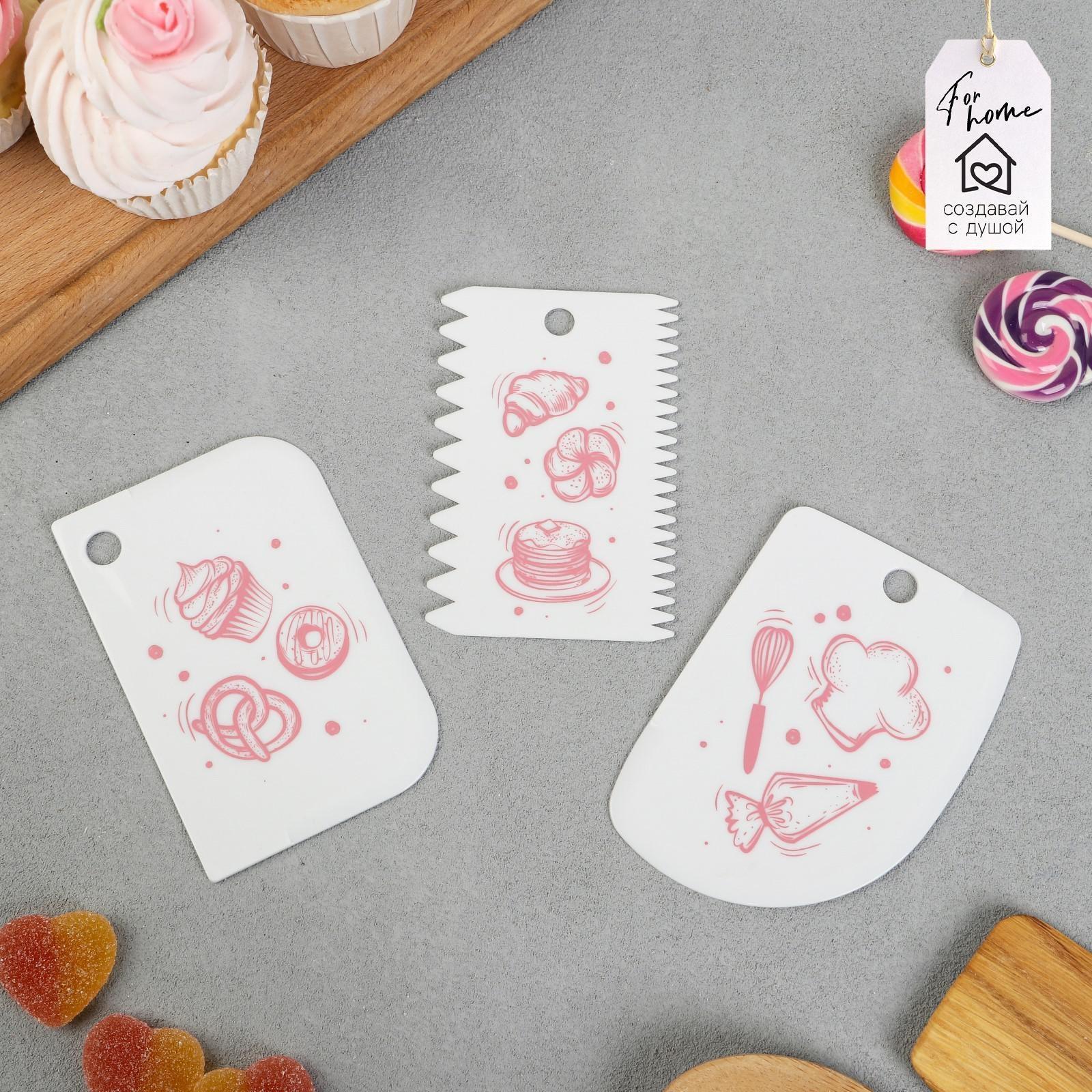 Набор кондитерских шпателей KONFINETTA «Сладости» 11.5×8 см, 11.2×6.5 см, 10×7 см, 3 шт