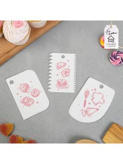 Набор кондитерских шпателей KONFINETTA «Сладости» 11.5×8 см, 11.2×6.5 см, 10×7 см, 3 шт