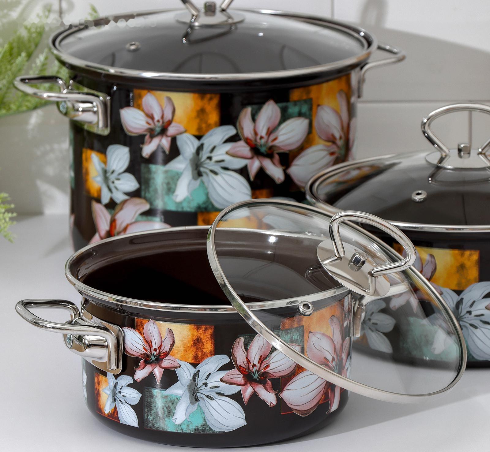 Набор кастрюль «Адель 5-1 Элит», 3 предмета: 1,9 л, 2,5 л, 5 л, цвет чёрный