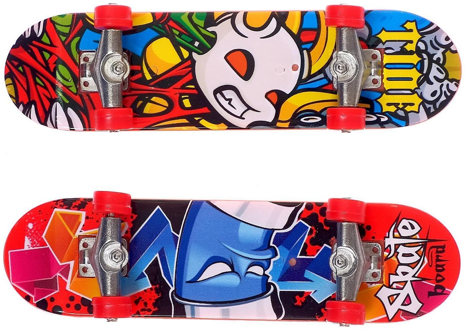 Набор «Скейтеры», 2 фингерборда, с дополнительным комплектом колёс, цвет МИКС, в пакете