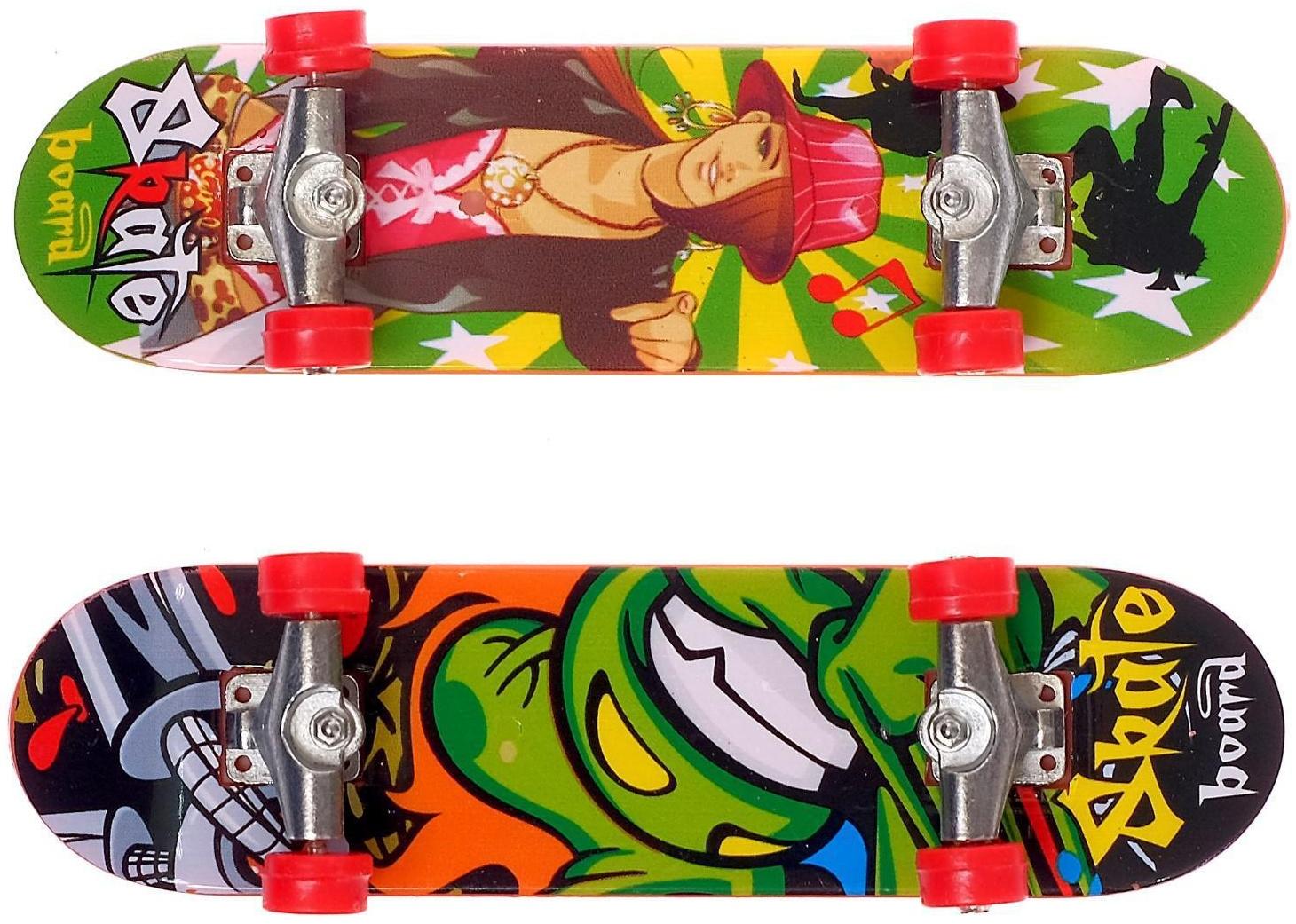 Набор «Скейтеры», 2 фингерборда, с дополнительным комплектом колёс, цвет МИКС, в пакете