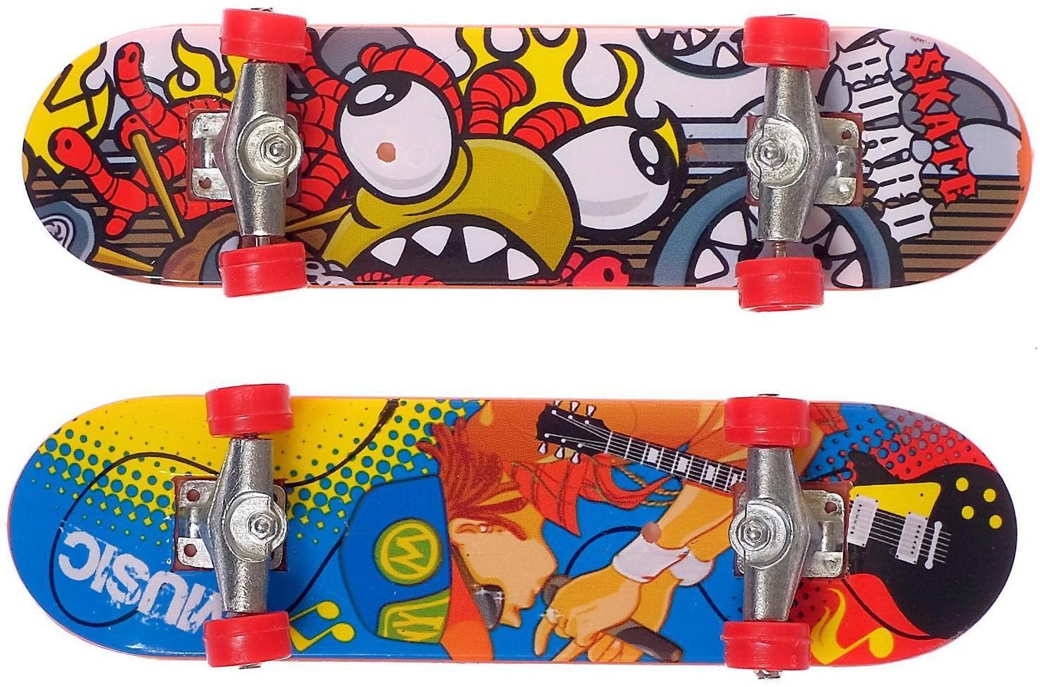 Набор «Скейтеры», 2 фингерборда, с дополнительным комплектом колёс, цвет МИКС, в пакете
